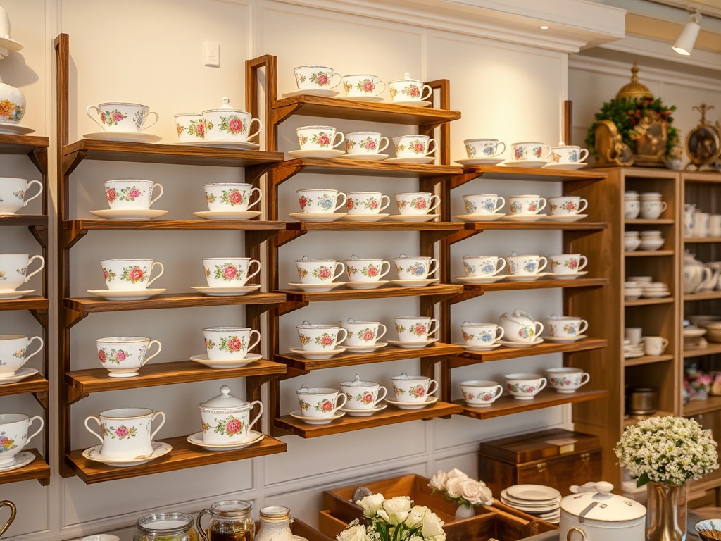 Afternoon light on porcelain display