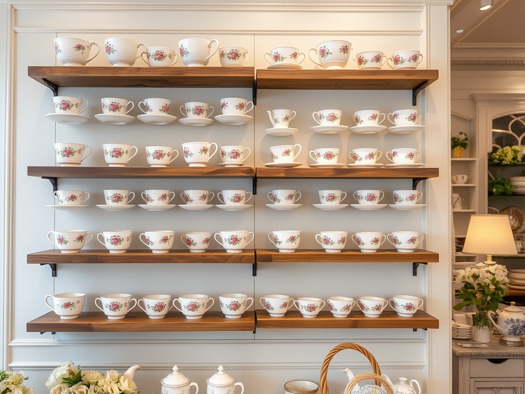 Elegant teacup arrangement in natural light